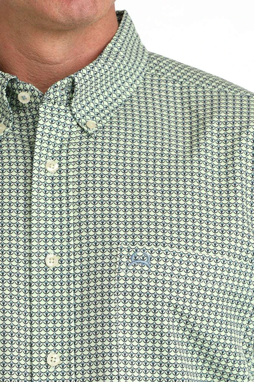 CINCH MENS SHORT SLEEVE SHIRT-GREEN - MTW1704164 Laherradurawwnc.com