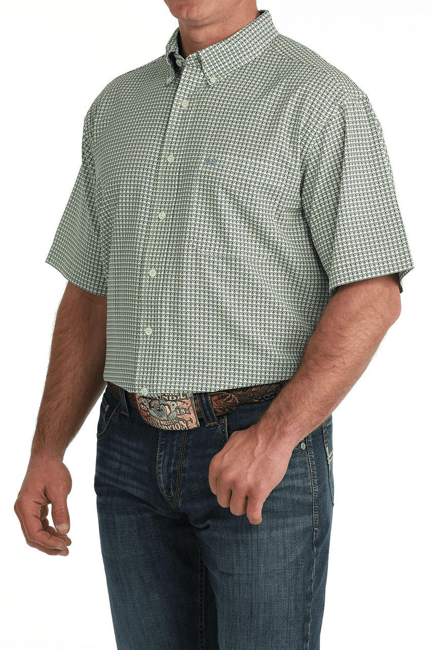 CINCH MENS SHORT SLEEVE SHIRT-GREEN - MTW1704164 Laherradurawwnc.com