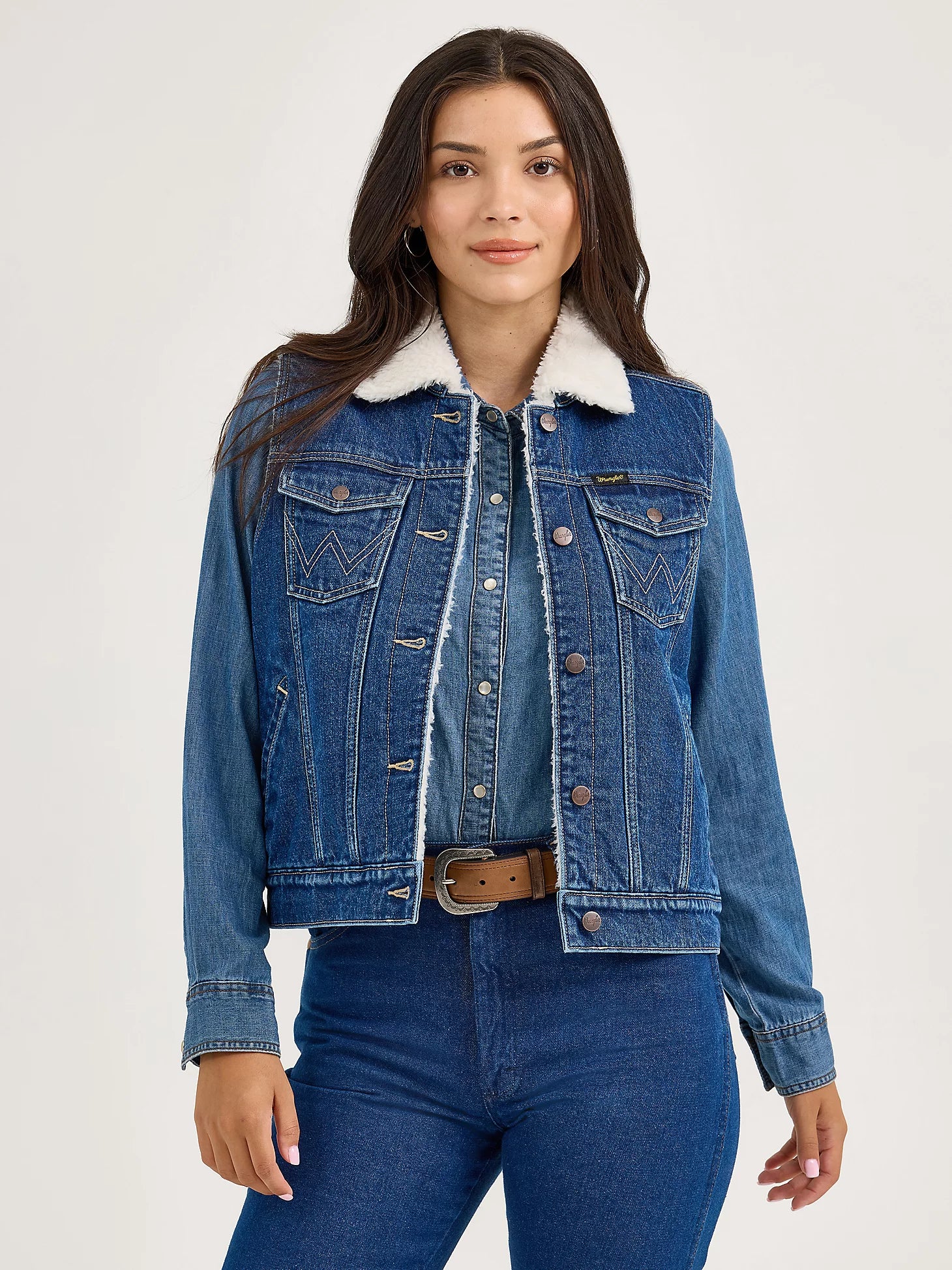 WOMEN'S WRANGLER SHERPA LINED DENIM VEST 112368298 Laherradurawwnc.com