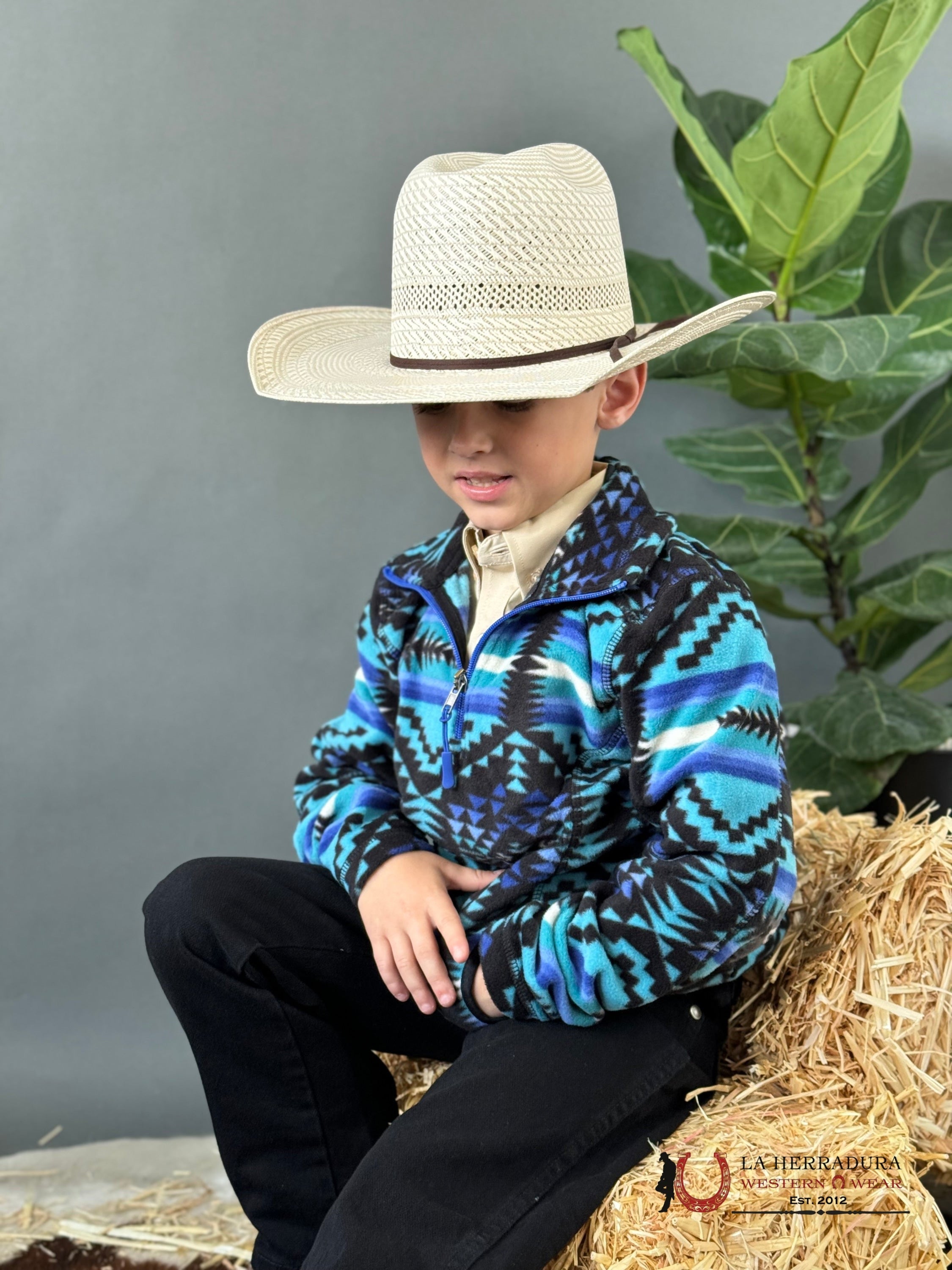 PANHANDLE AZTEC PRINTED FLEECE PULLOVER BLUE KIDS YOUTH PRKO91RZXV