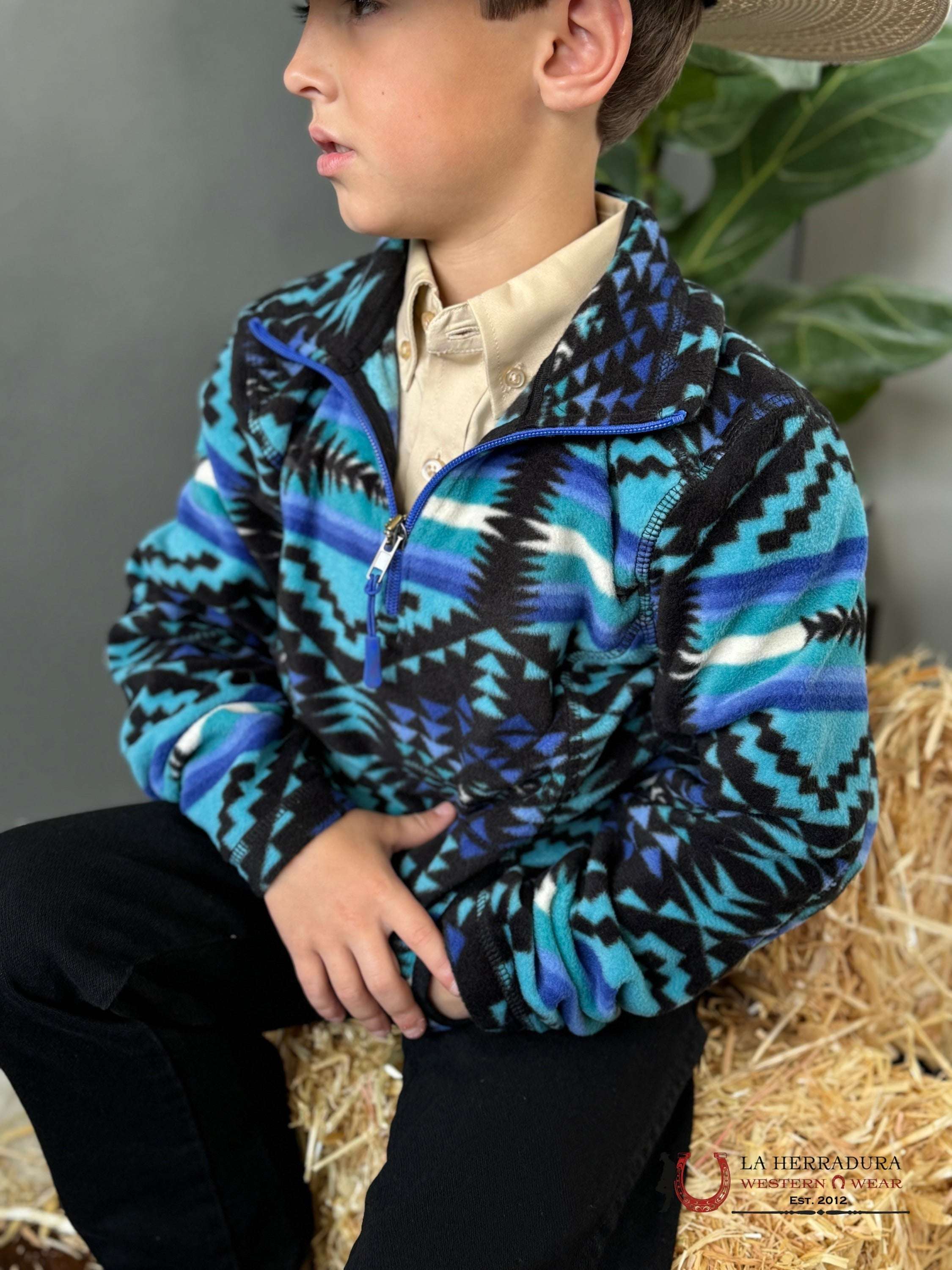 PANHANDLE AZTEC PRINTED FLEECE PULLOVER BLUE KIDS YOUTH PRKO91RZXV Laherradurawwnc.com