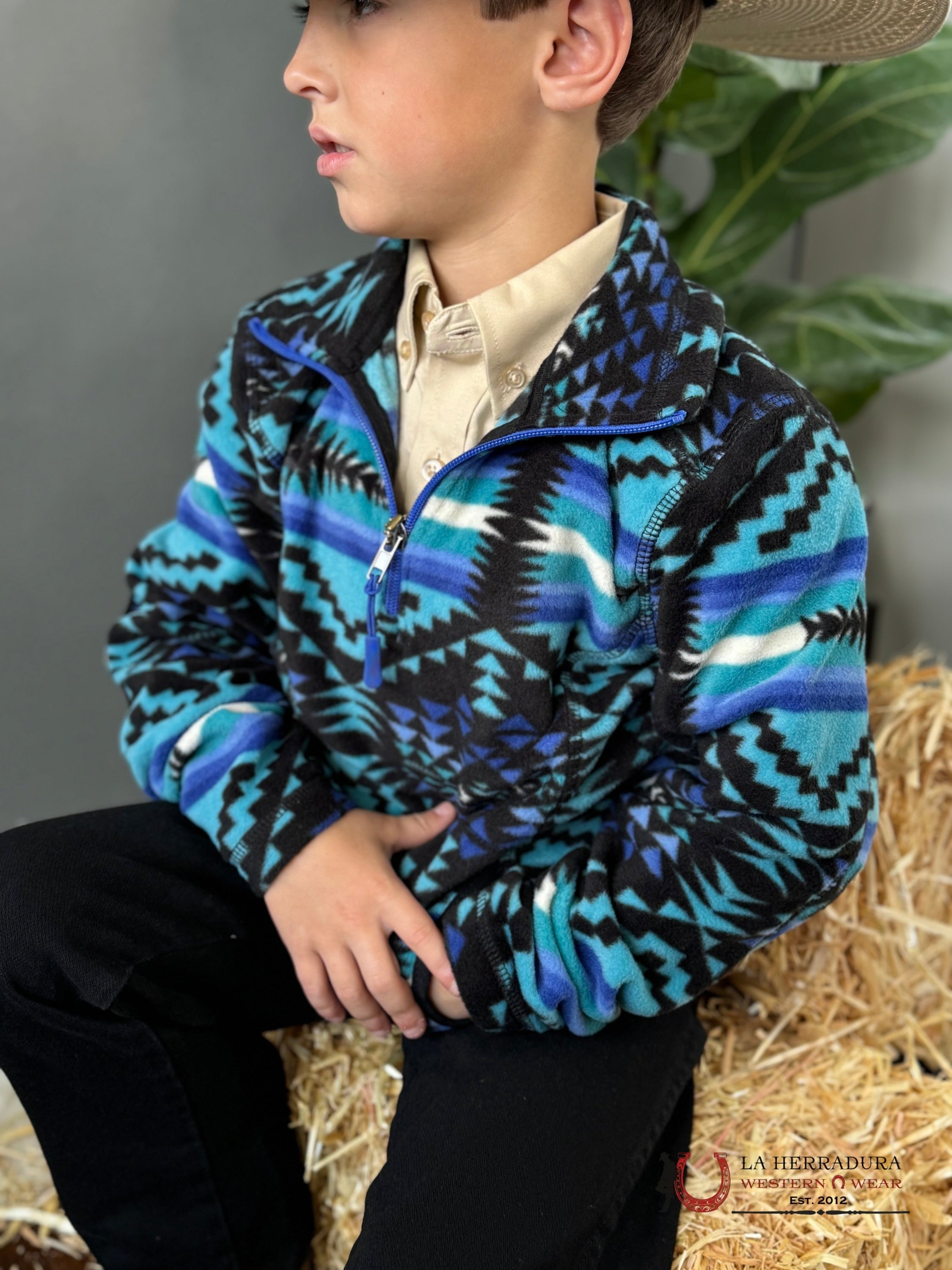 PANHANDLE AZTEC PRINTED FLEECE PULLOVER BLUE KIDS YOUTH PRKO91RZXV