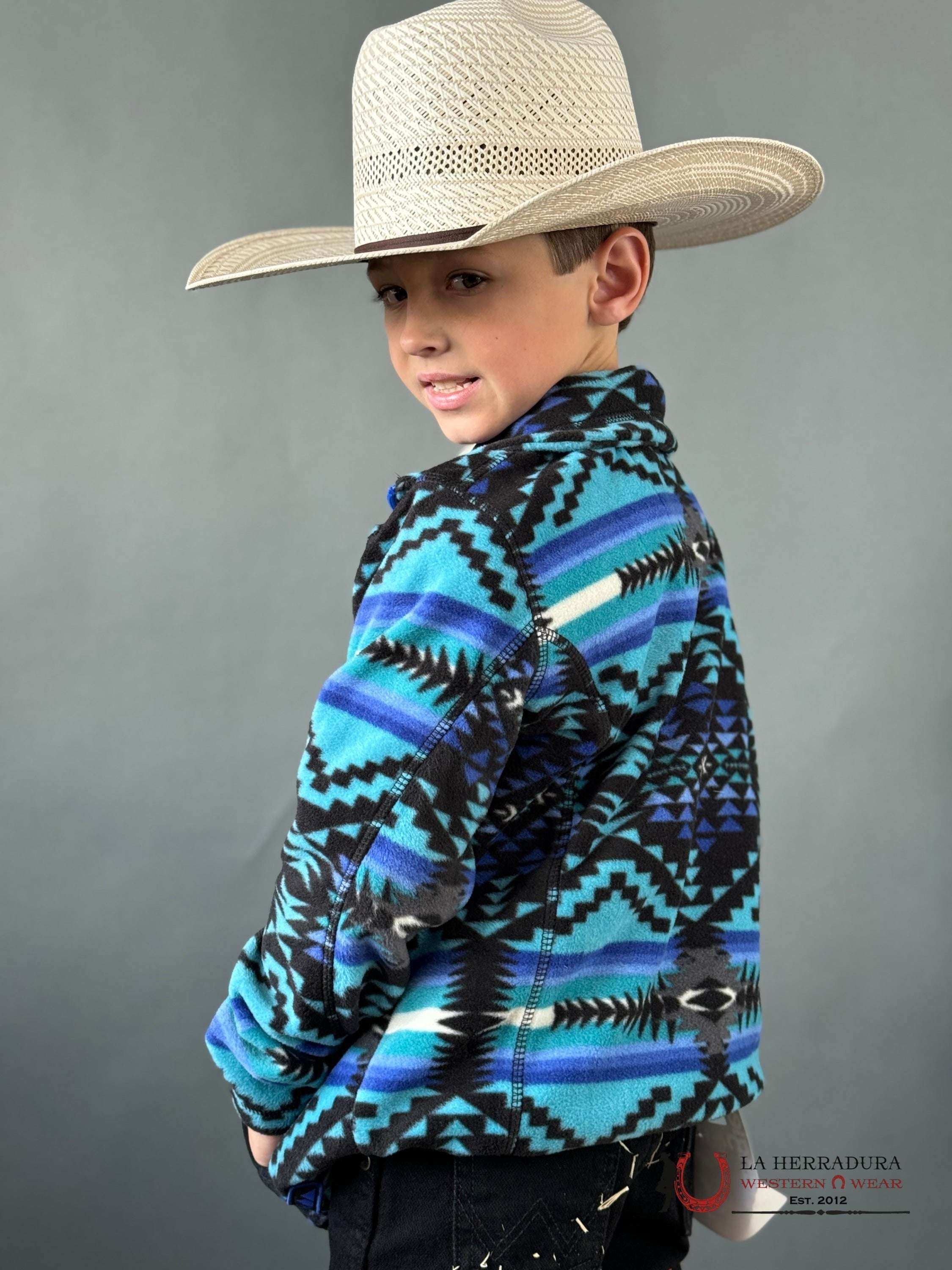 PANHANDLE AZTEC PRINTED FLEECE PULLOVER BLUE KIDS YOUTH PRKO91RZXV Laherradurawwnc.com
