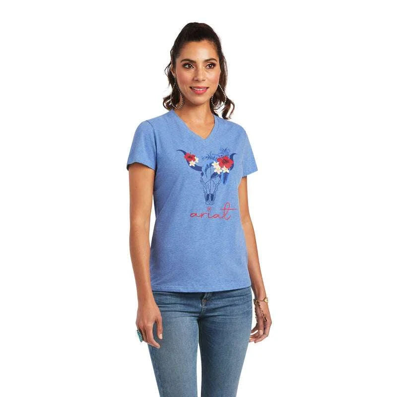 ARIAT WOMENS / REAL TROPIC STEERHEAD SS TEE- 10040533 Laherradurawwnc.com