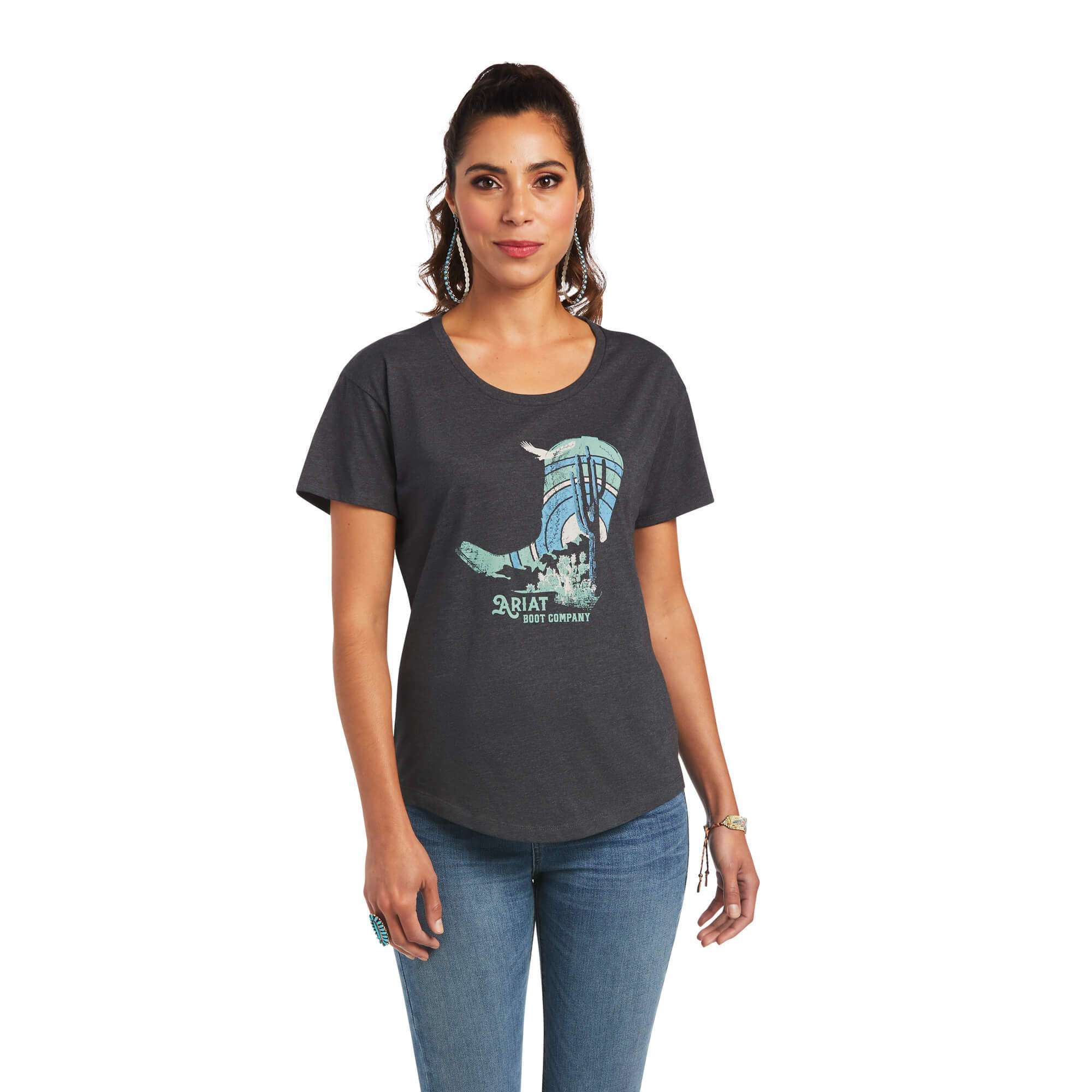 Ariat women / soaring Ss T- shirt charcoal heather- 10040963 Laherradurawwnc.com