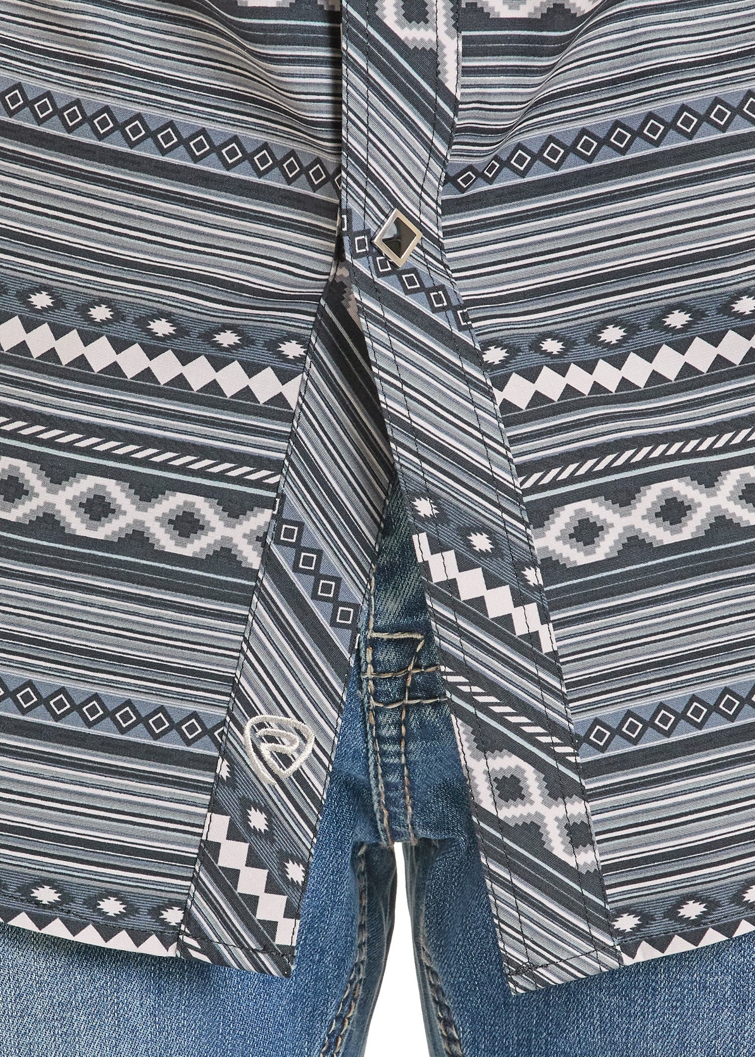 ROCK&ROLL MENS BLACK AZTEC PRINTED SNAP SHIRT - BMN3S08298