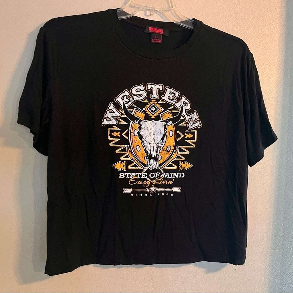 Rock & Roll Western Graphic On Boxy Tee T-shirt RRWT21RZND Laherradurawwnc.com