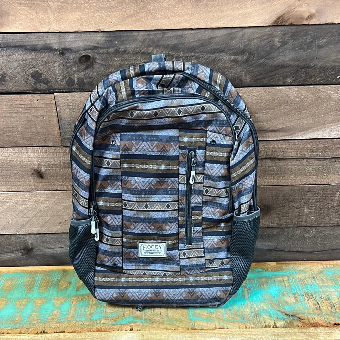 HOOEY ROCKSTAR BOOKPACK GREY/TAN STRIPE PATTERN -BP052GYTN