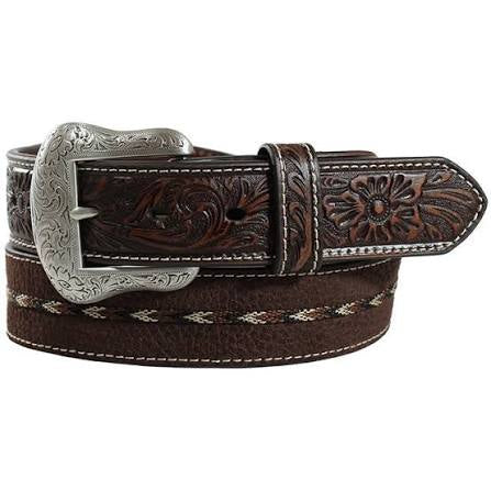 ARIAT BROWN TAN AND DARK BROWN STITCHING WESTERN BELT- A1039002