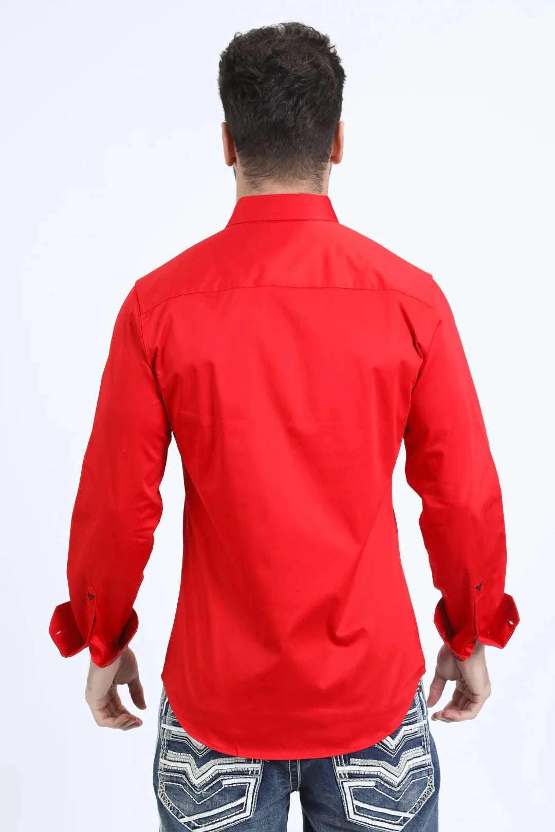 PLATINI MEN SHIRT MODERN FIT STRETCH RED- TKL11302 Laherradurawwnc.com