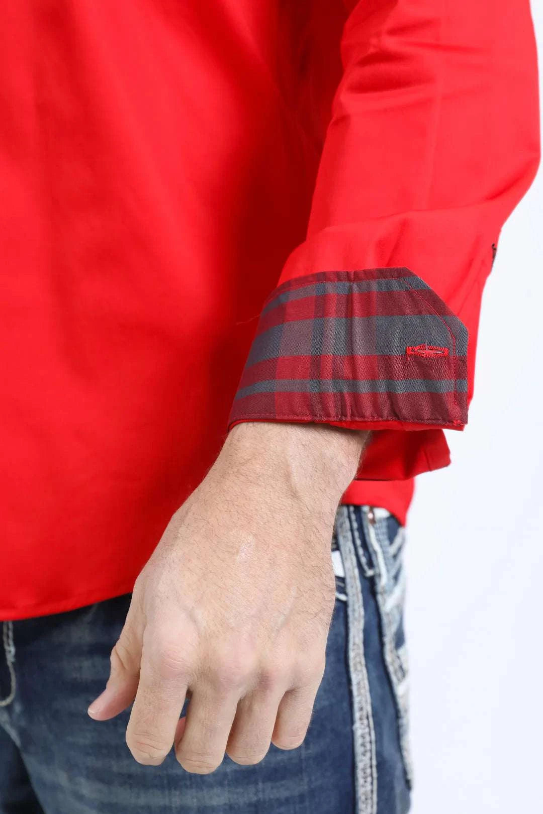 PLATINI MEN SHIRT MODERN FIT STRETCH RED- TKL11302 Laherradurawwnc.com