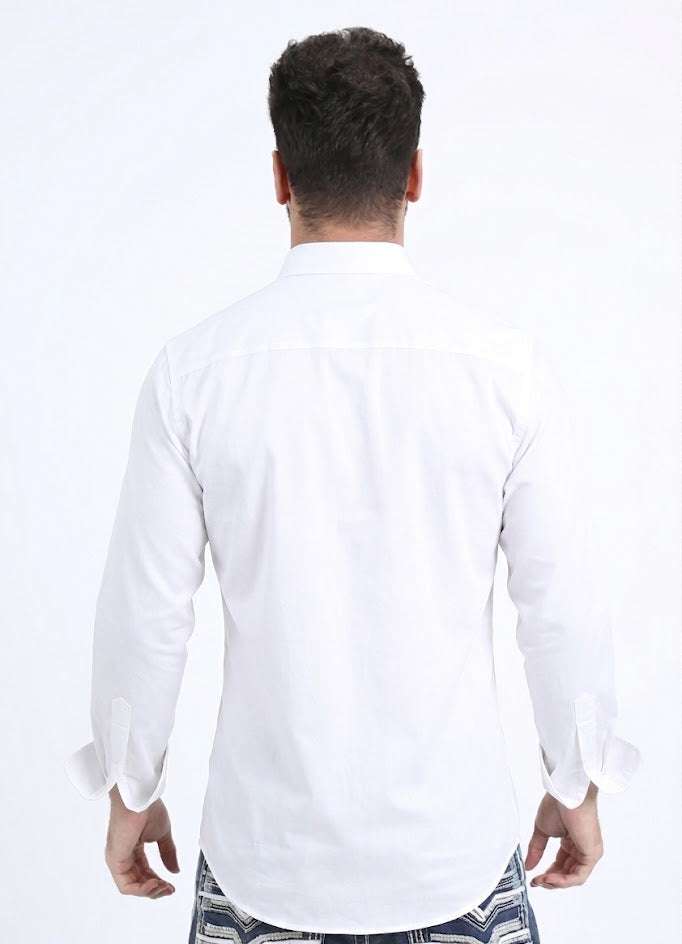 PLATINI MEN’S SHIRT MODERN FIT STRETCH WHITE- TKL11299 Laherradurawwnc.com