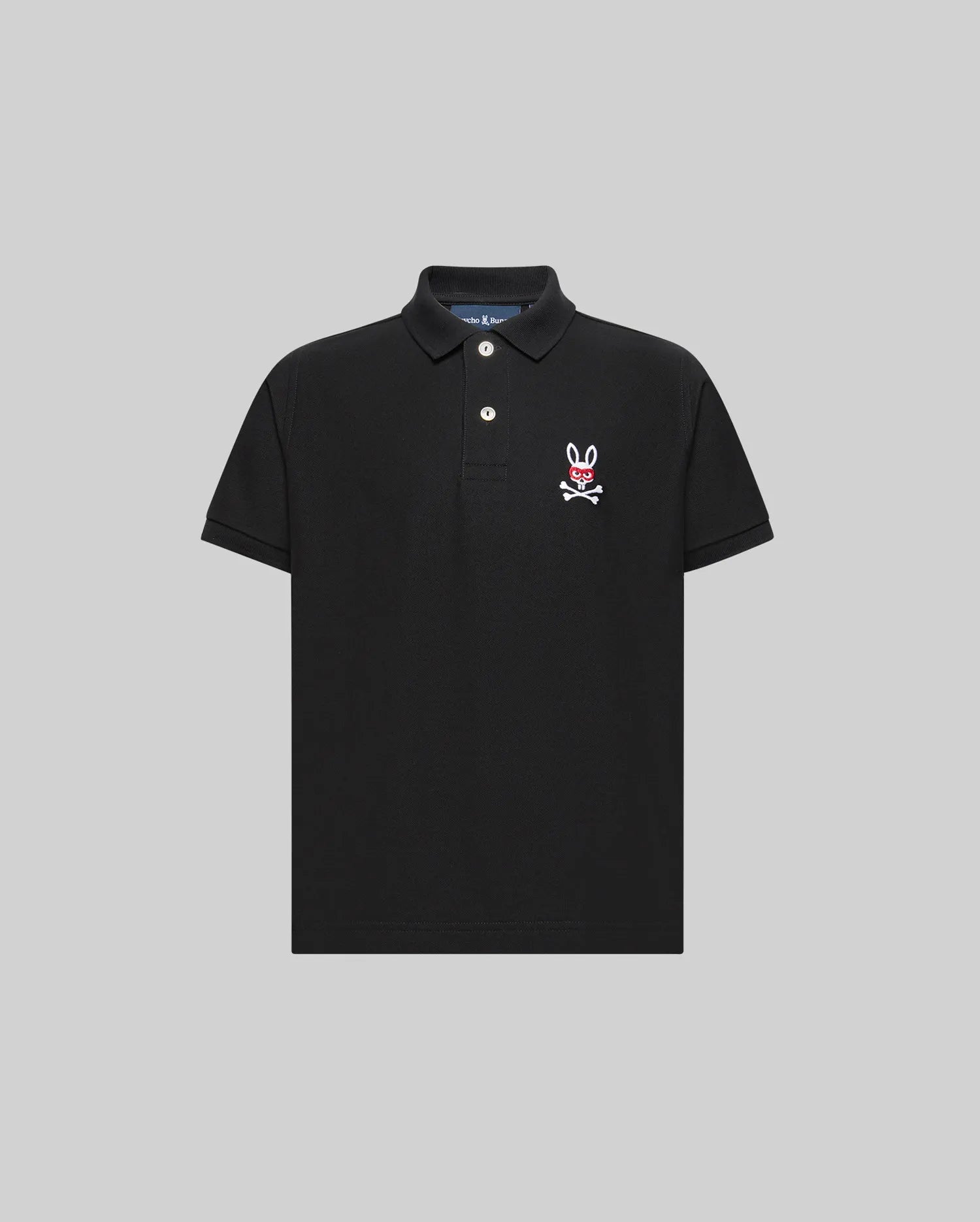 PSYCHO BUNNY KIDS MISCHIEF BUNNY PIQUE POLO 001 BLACK
