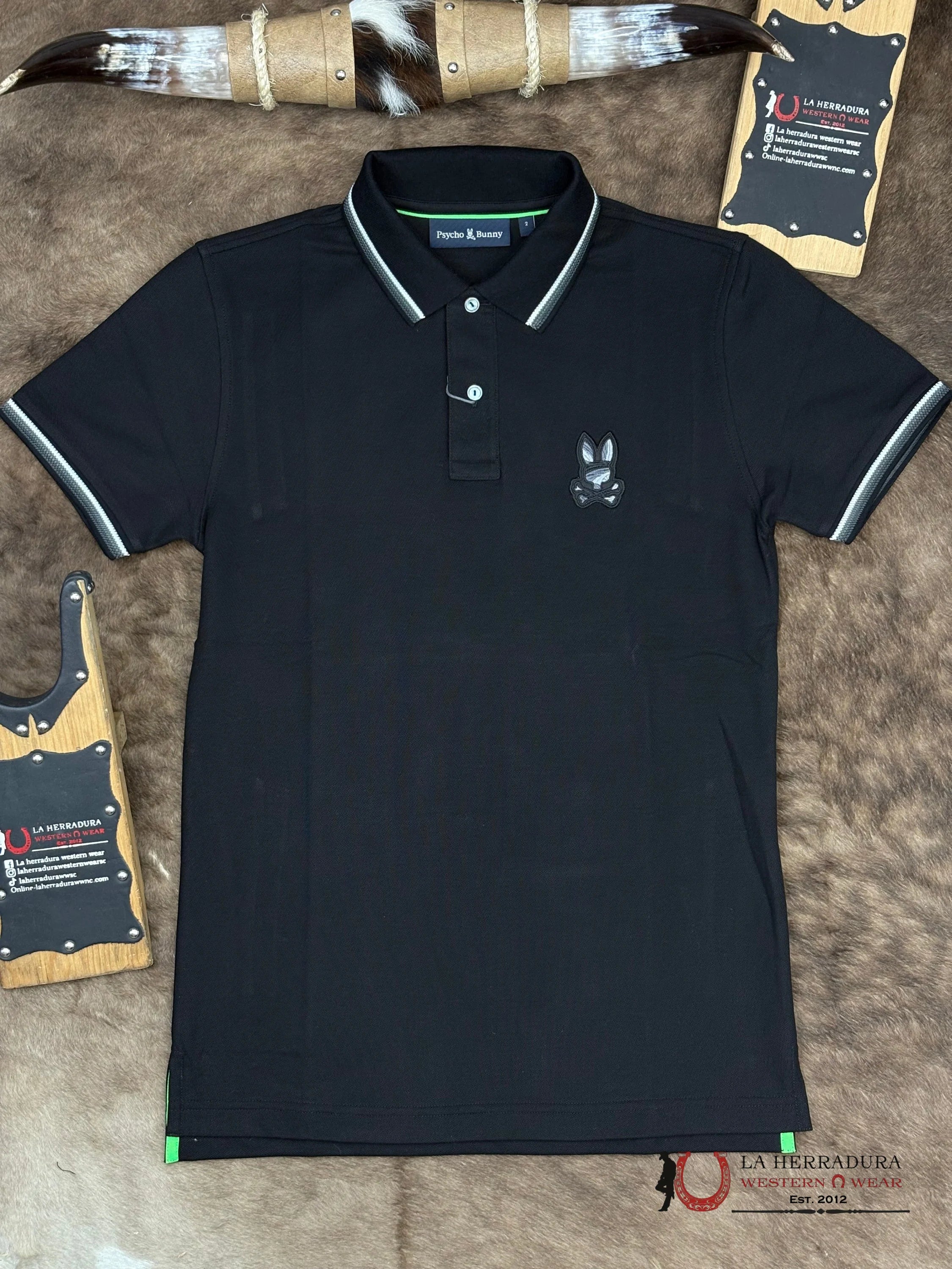 PSYCHO BUNNY KIDS BAXTER PIQUE POLO BLACK B0K402F200