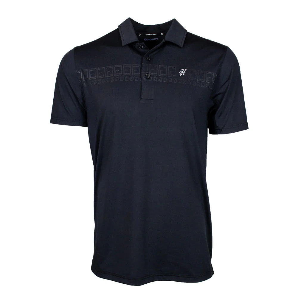 HOOEY MENS SHIRT SHORT SLEEVE THE WEEKENDER BLACK POLO HP001BK