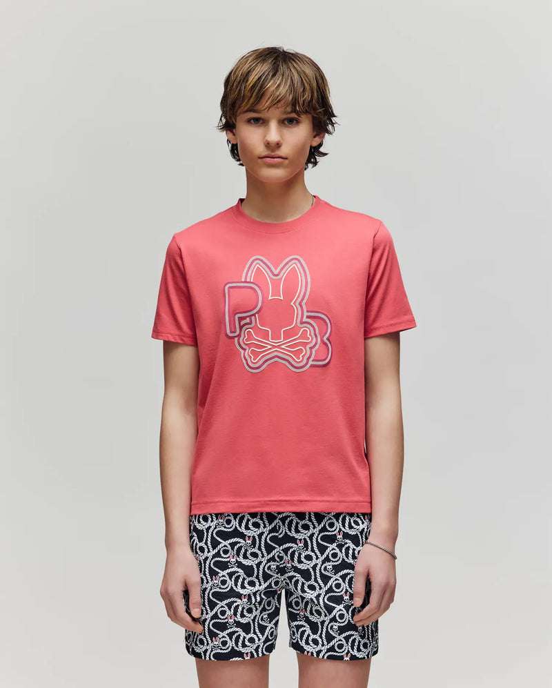 PSYCHO BUNNY KIDS CARLO GRAPHIC TEE RUBI QUARTZ KT0200009 Laherradurawwnc.com
