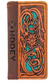 HOOEY HAND-TOOLED LEATHER RODEO WALLET WITH TURQUOISE-HW025 Laherradurawwnc.com