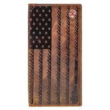 HOOEY LIBERTY ROPE EMBOSSED RODEO WALLET WITH HOOEY LOGO RIVET-HW003-BRBK