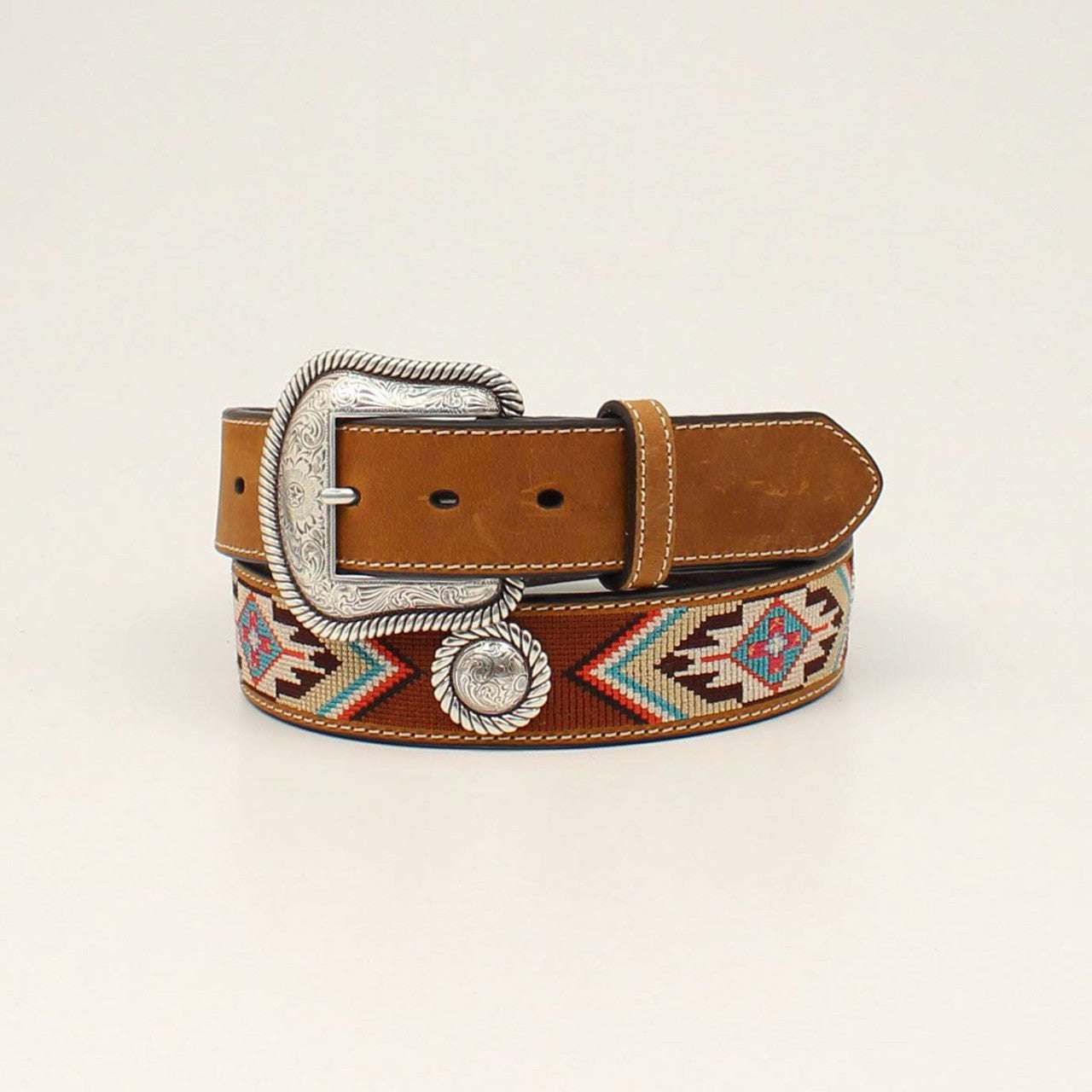 NOCONA MENS MULTI COLOR TAN BLUE AND RED THREADED BELT- N320002944 Laherradurawwnc.com