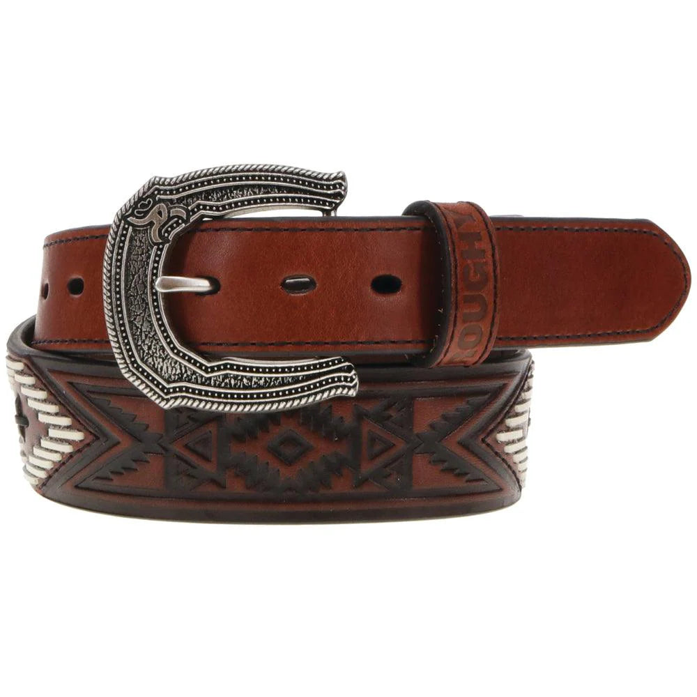 ROUGHY MENS WHITE AZTEC DESIGN BELT- RMBLT014