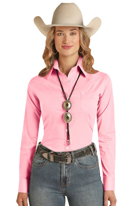 ROCK&ROLL WOMEN LS SOLID TWILL BD SHIRT RRWSODRZ5R