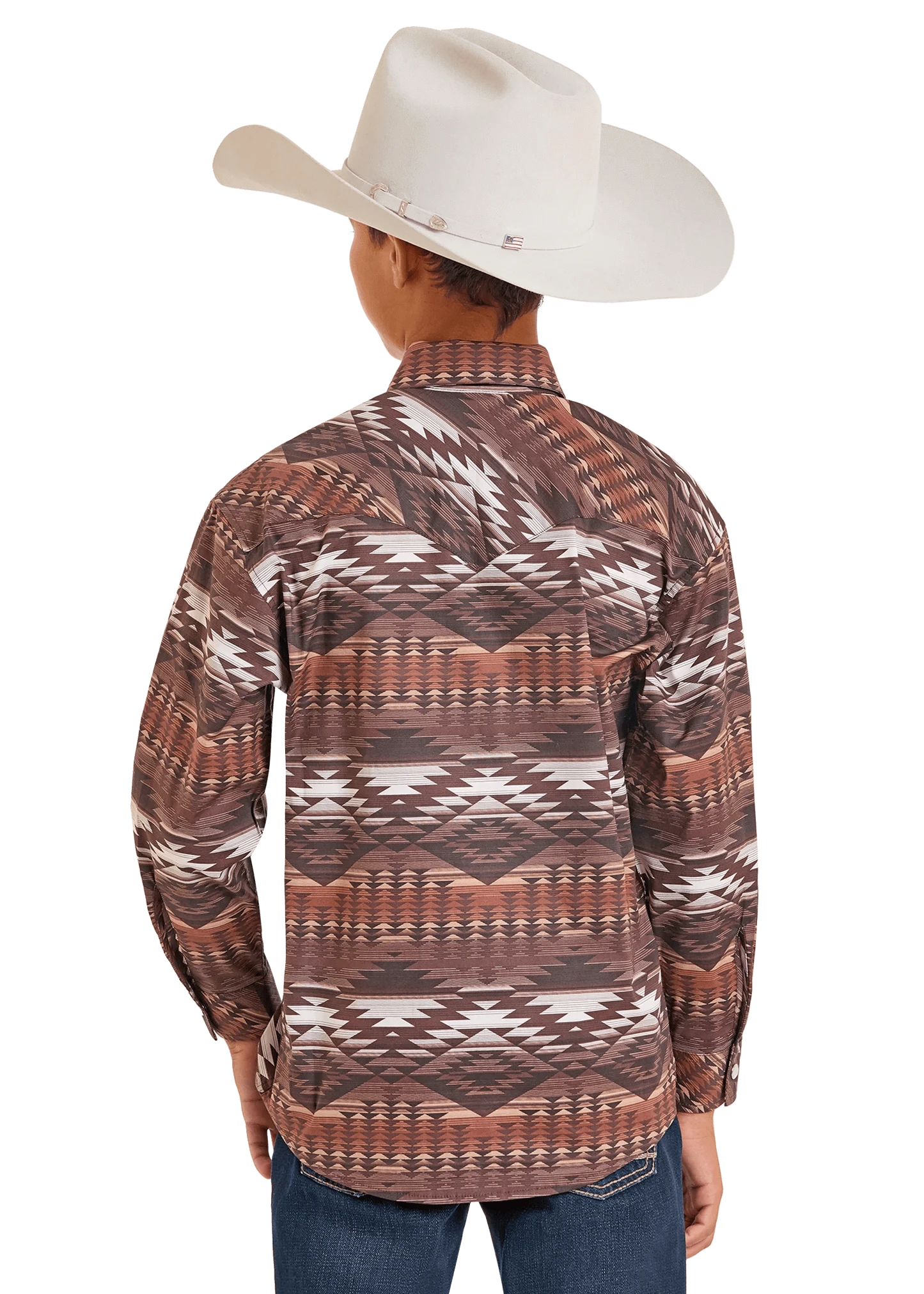 ROCK&ROLL KIDS RR AZTEC PRINT LS SNAP BROWN BBN2S07139 Laherradurawwnc.com