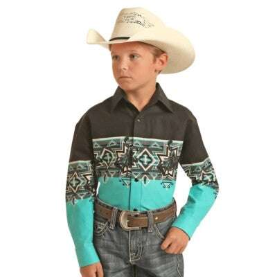 PANHANDLE SHIRT LONG SLEEVE CHILD BLACK C0S3011 Laherradurawwnc.com