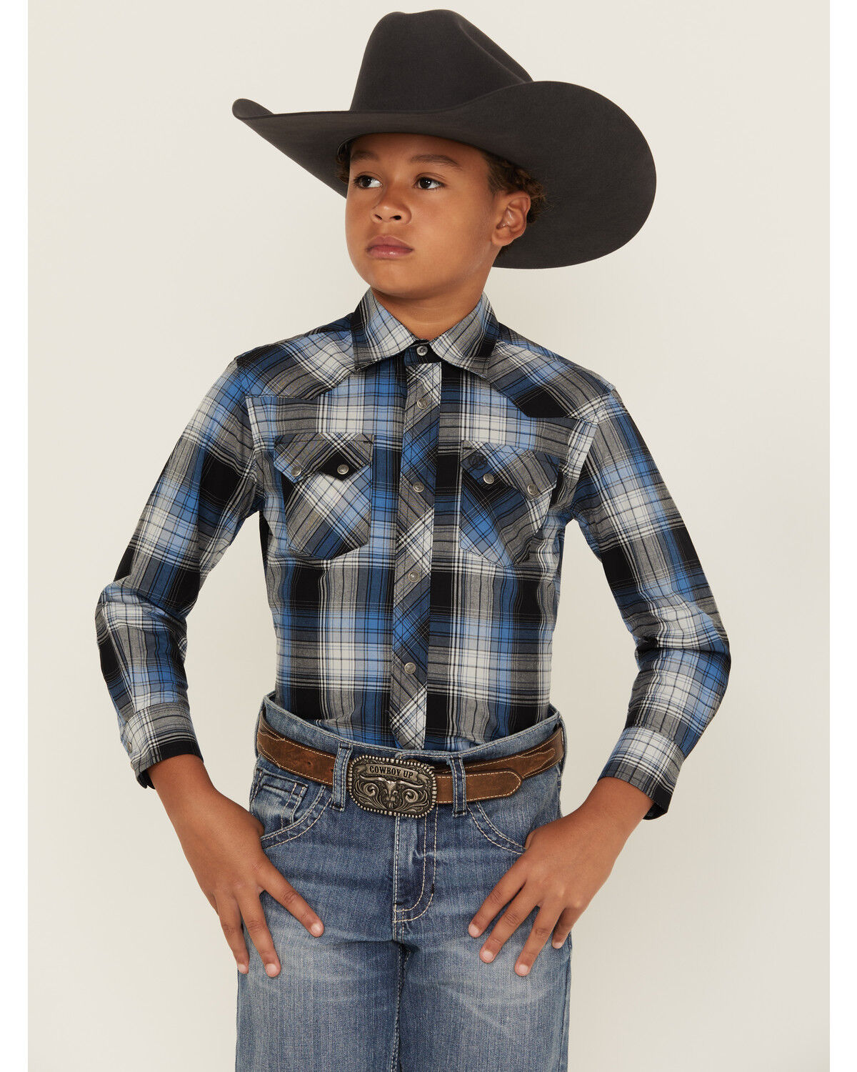 WRANGLER KIDS SHIRT LONG SLEEVE BLUE 10BVG335X