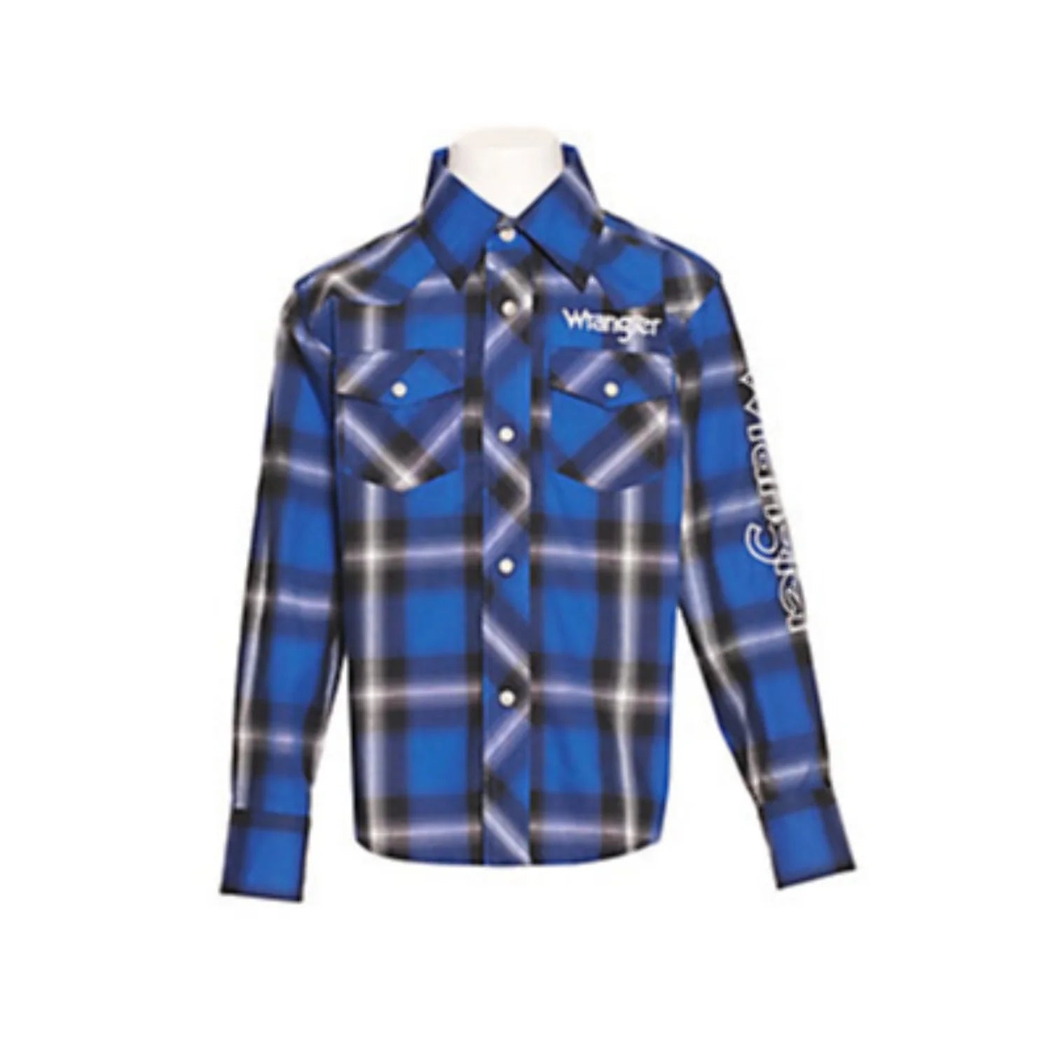 WRANGLER KIDS SHIRT LONG SLEEVE BLUE 112318517 Laherradurawwnc.com