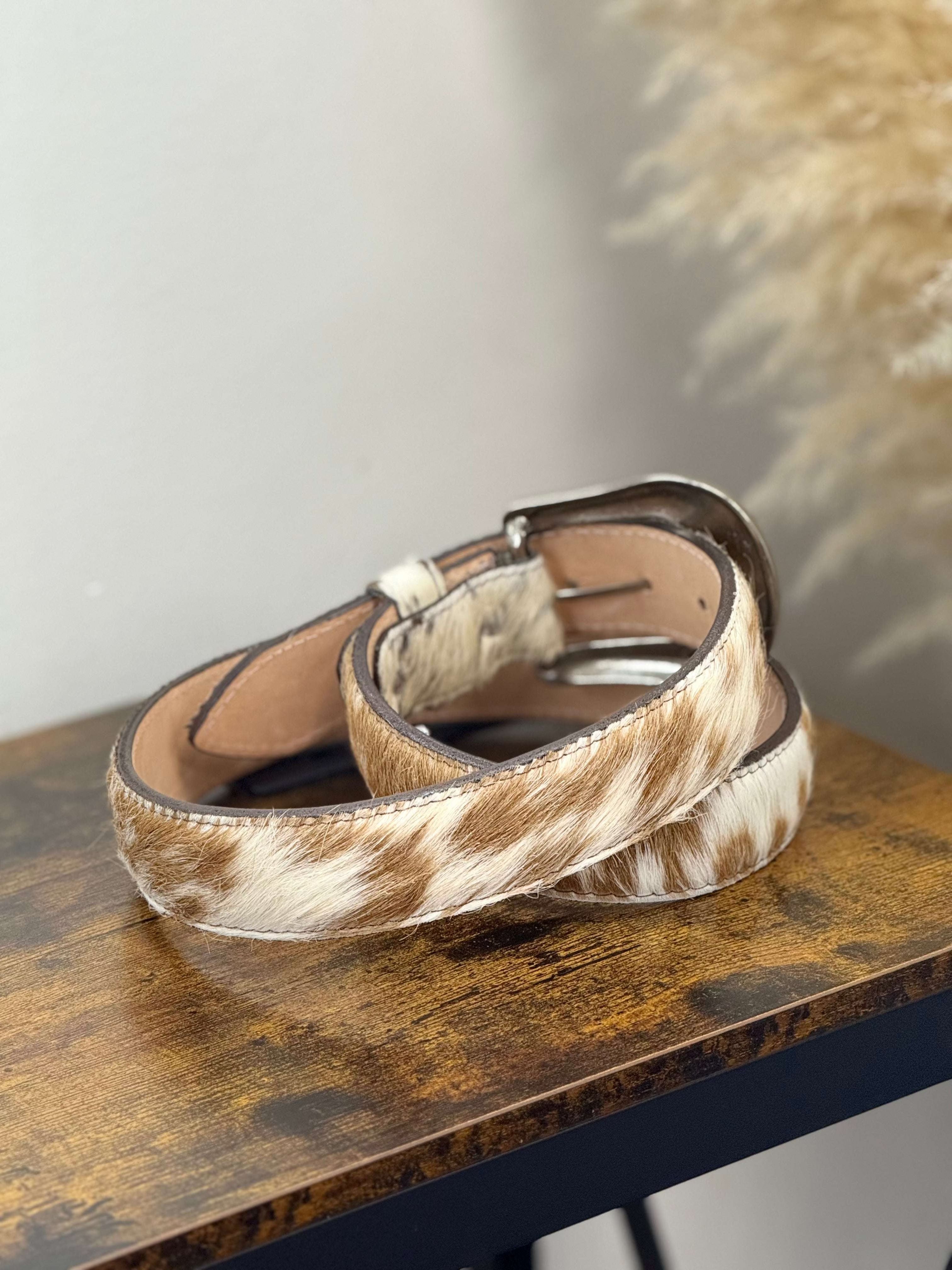 ROCKEM BROWN AND WHITE COW PRINT MEN BELT Laherradurawwnc.com