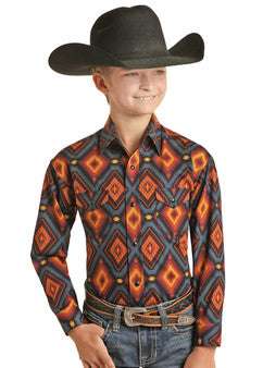 PANHANDLE SHIRT LONG SLEEVE CHILD NAVY PSBSOSR07Y Laherradurawwnc.com