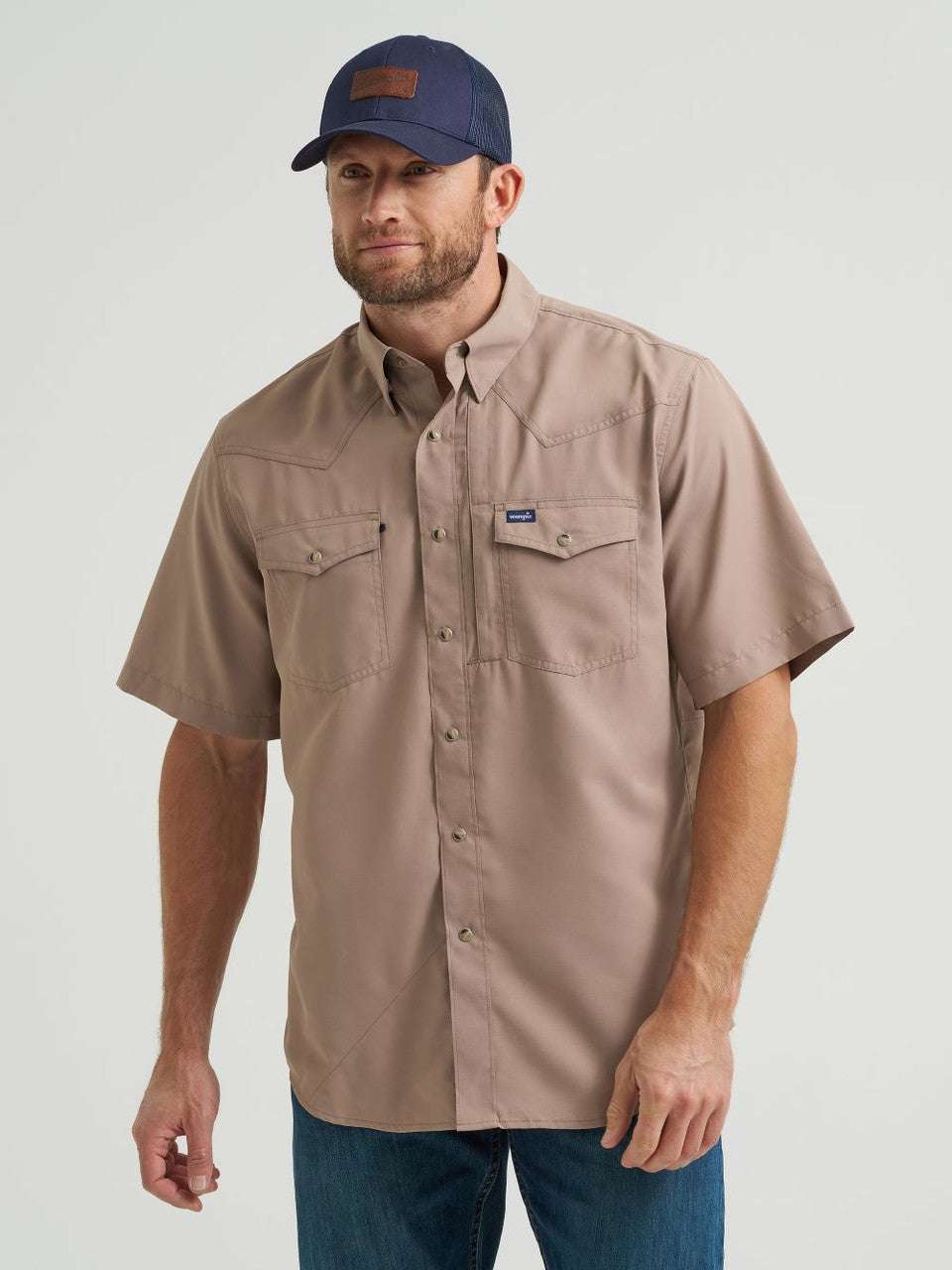 MEN'S WRANGLER SHORT SLEEVE BEIGE 112369444 Laherradurawwnc.com
