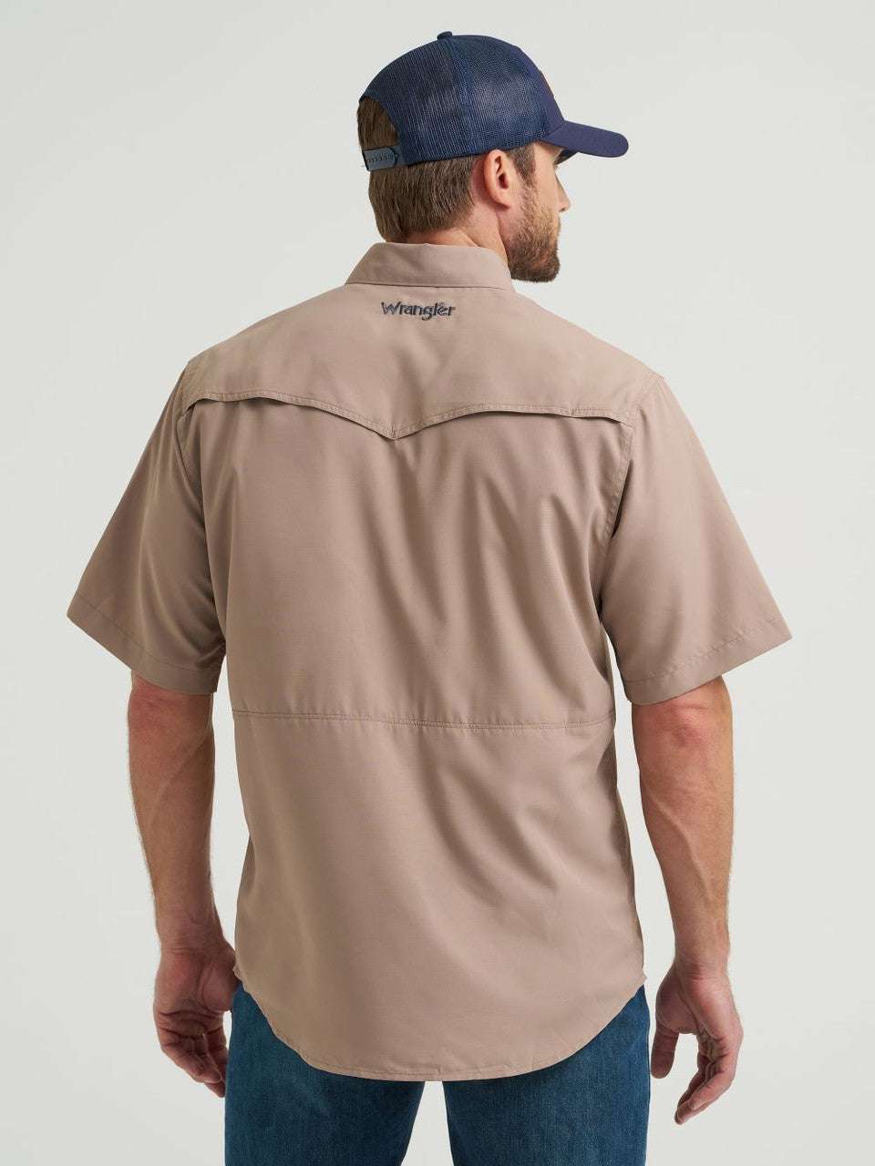 MEN'S WRANGLER SHORT SLEEVE BEIGE 112369444 Laherradurawwnc.com