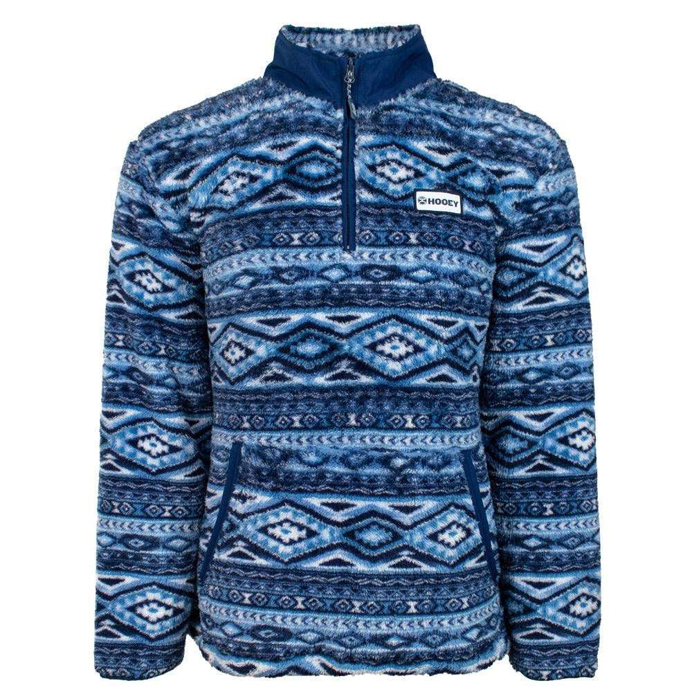HOOEY® MENS NAVY AZTEC FLEECE PULLOVER HFP001NVAZ Laherradurawwnc.com
