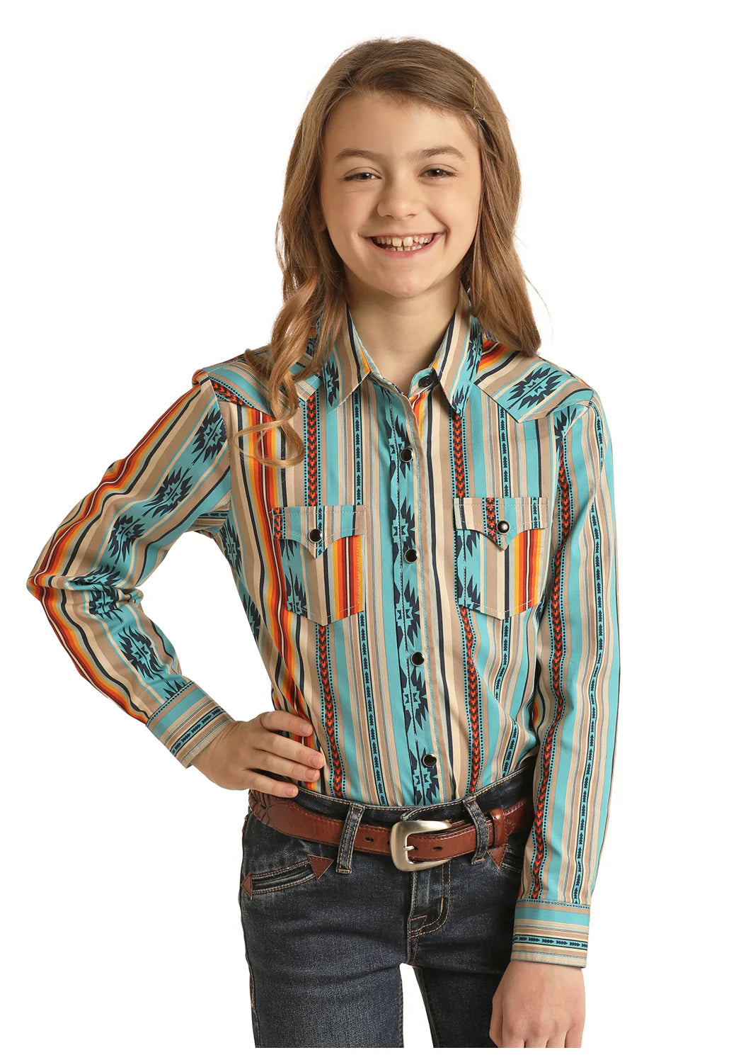 ROCK&ROLL SHARED CORE SNAP SHIRT GIRL’S TAN RRGSOSR095