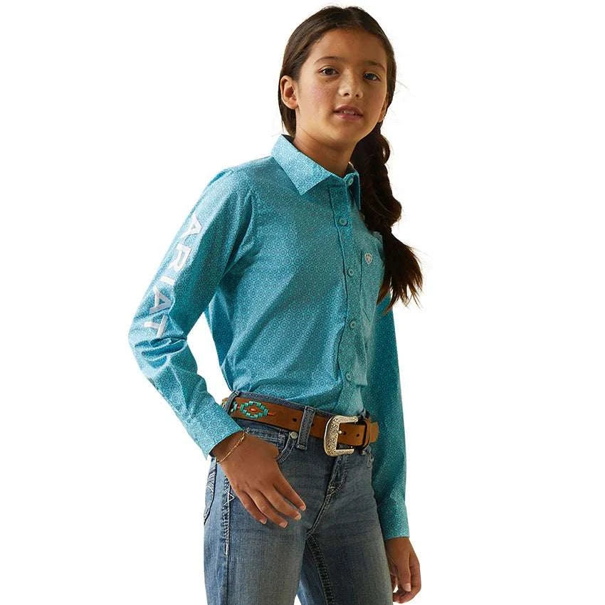 ARIAT TEAM KIRBY LS SHRT CAIDAN PRINT GIRL’S 10043457 Laherradurawwnc.com
