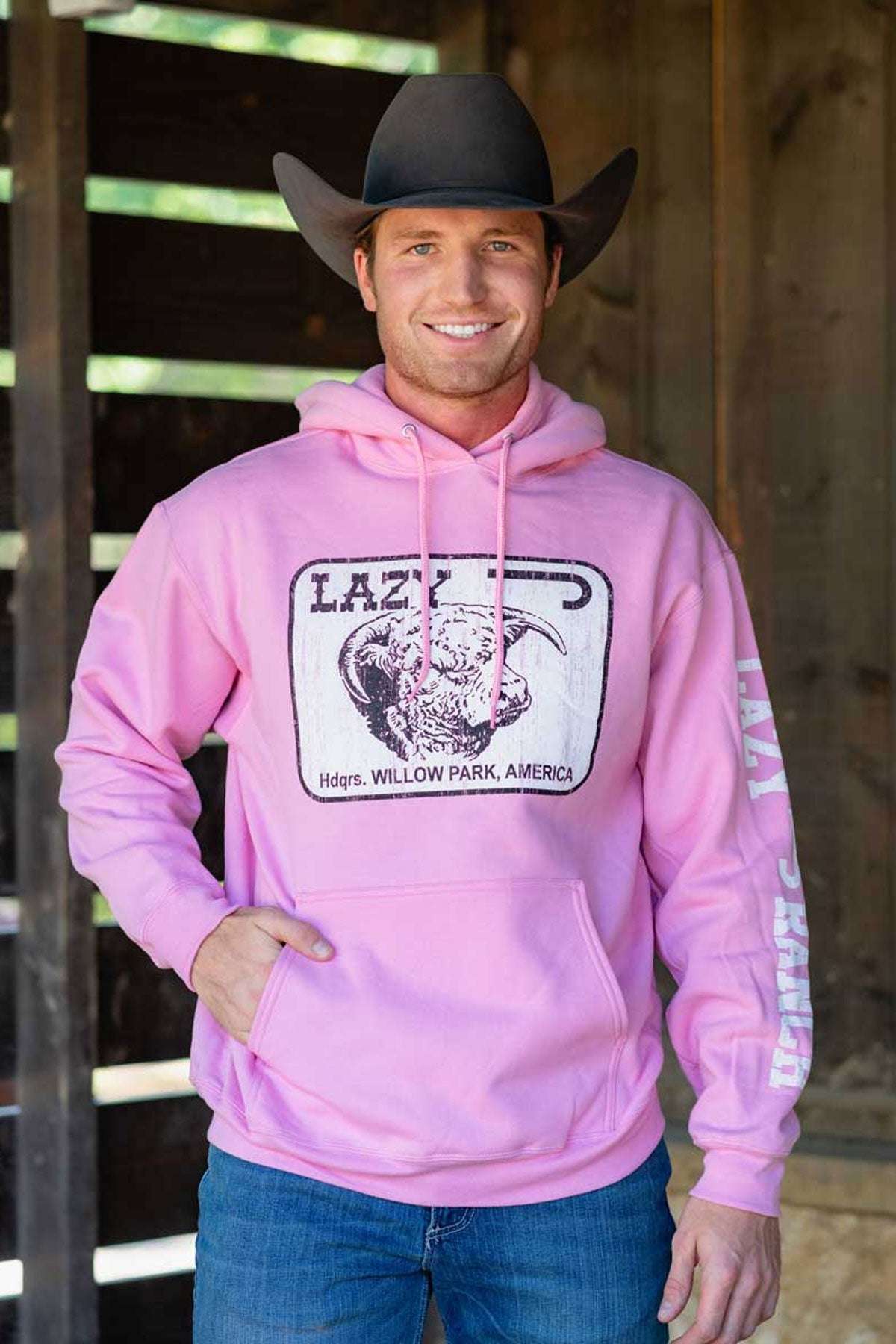 LAZY J UNISEX MEN & WOMEN HODDIE PINK 265 Laherradurawwnc.com