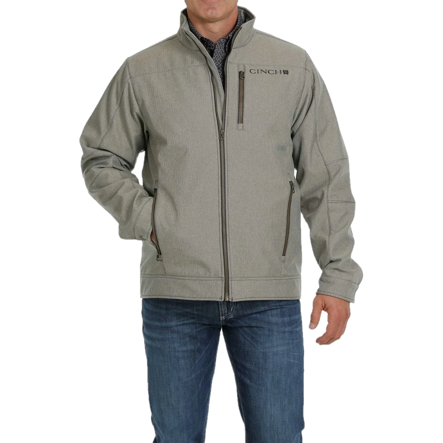 CINCH MENS BONDED CONCEALED CARRY TEXTURED STONE GREY JACKET MWJ1539002