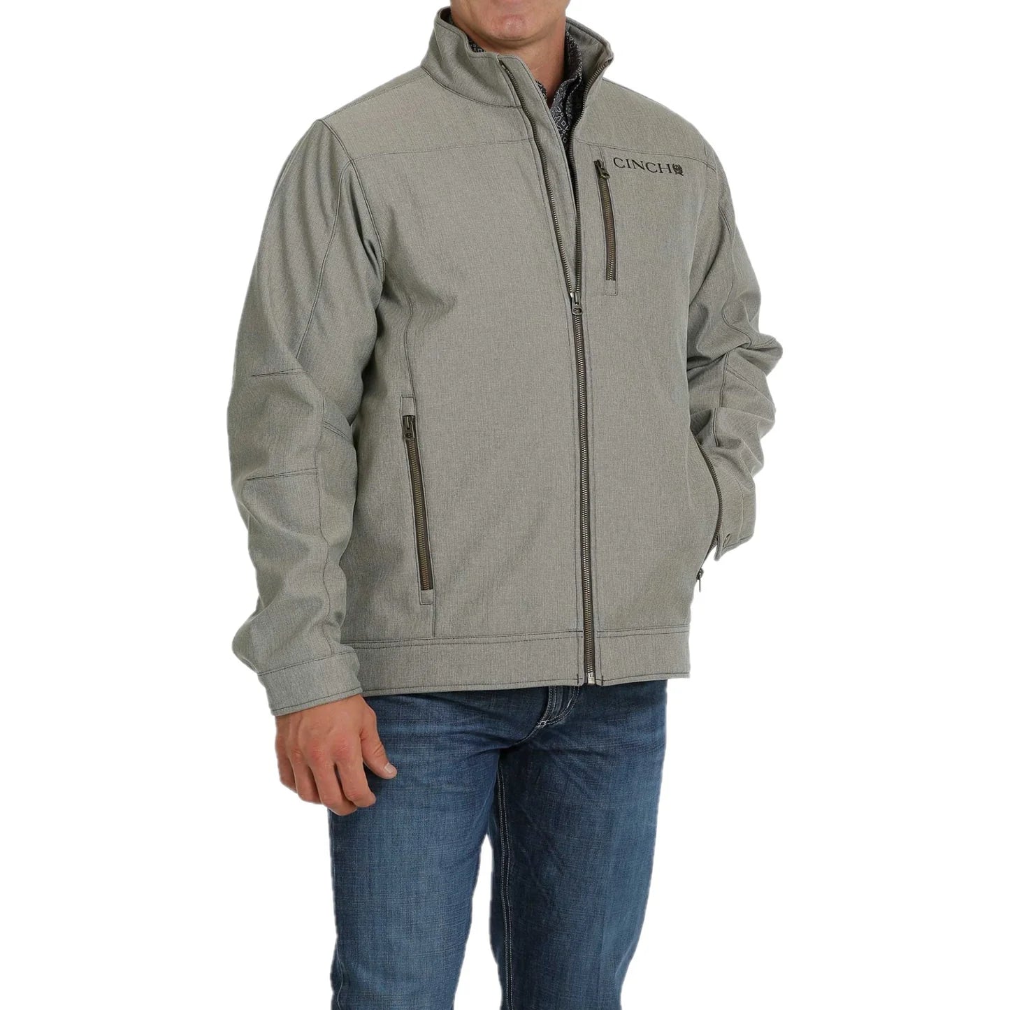 CINCH MENS BONDED CONCEALED CARRY TEXTURED STONE GREY JACKET MWJ1539002