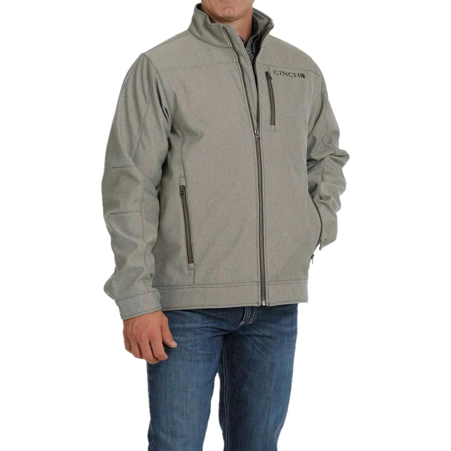 CINCH MENS BONDED CONCEALED CARRY TEXTURED STONE GREY JACKET MWJ1539002 Laherradurawwnc.com
