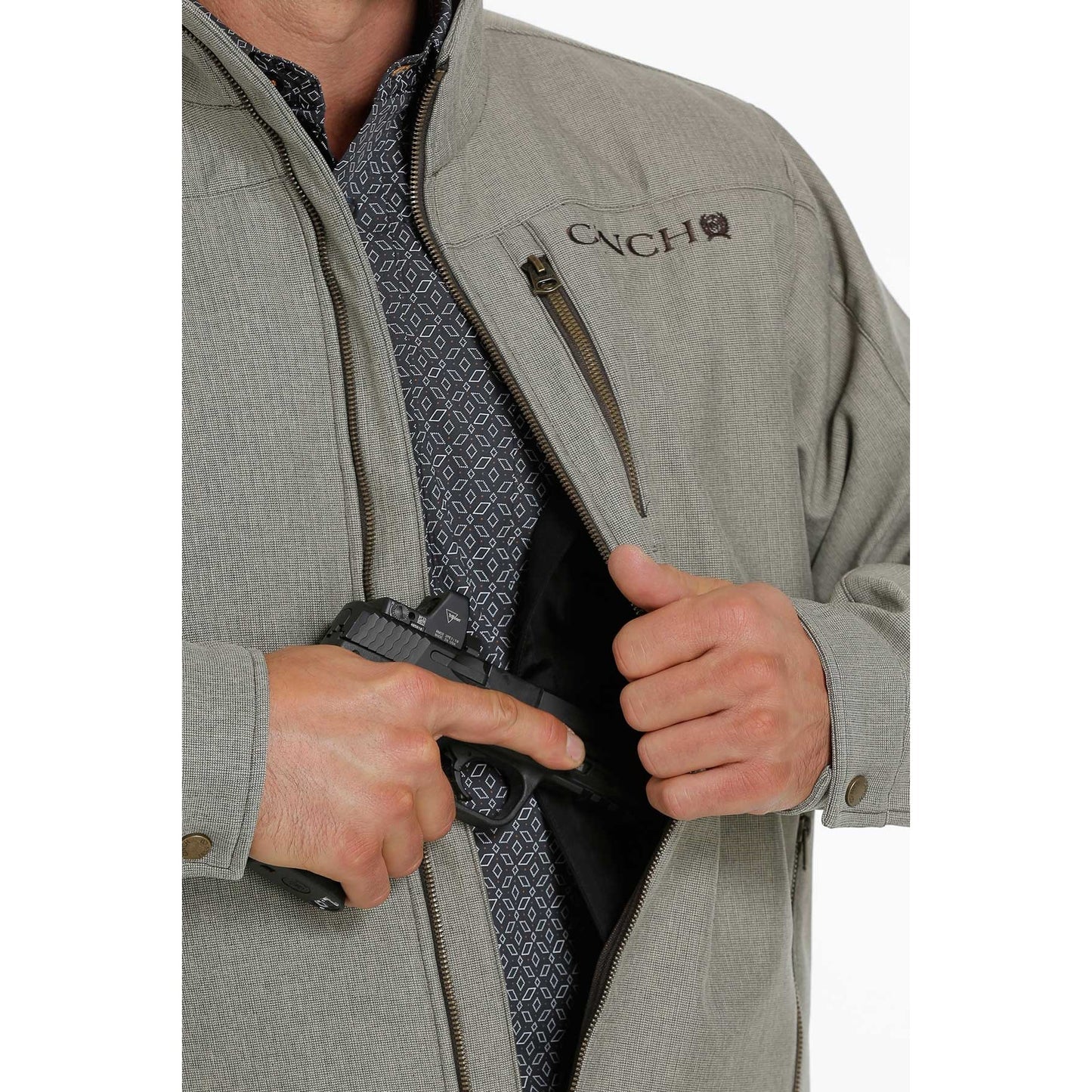 CINCH MENS BONDED CONCEALED CARRY TEXTURED STONE GREY JACKET MWJ1539002