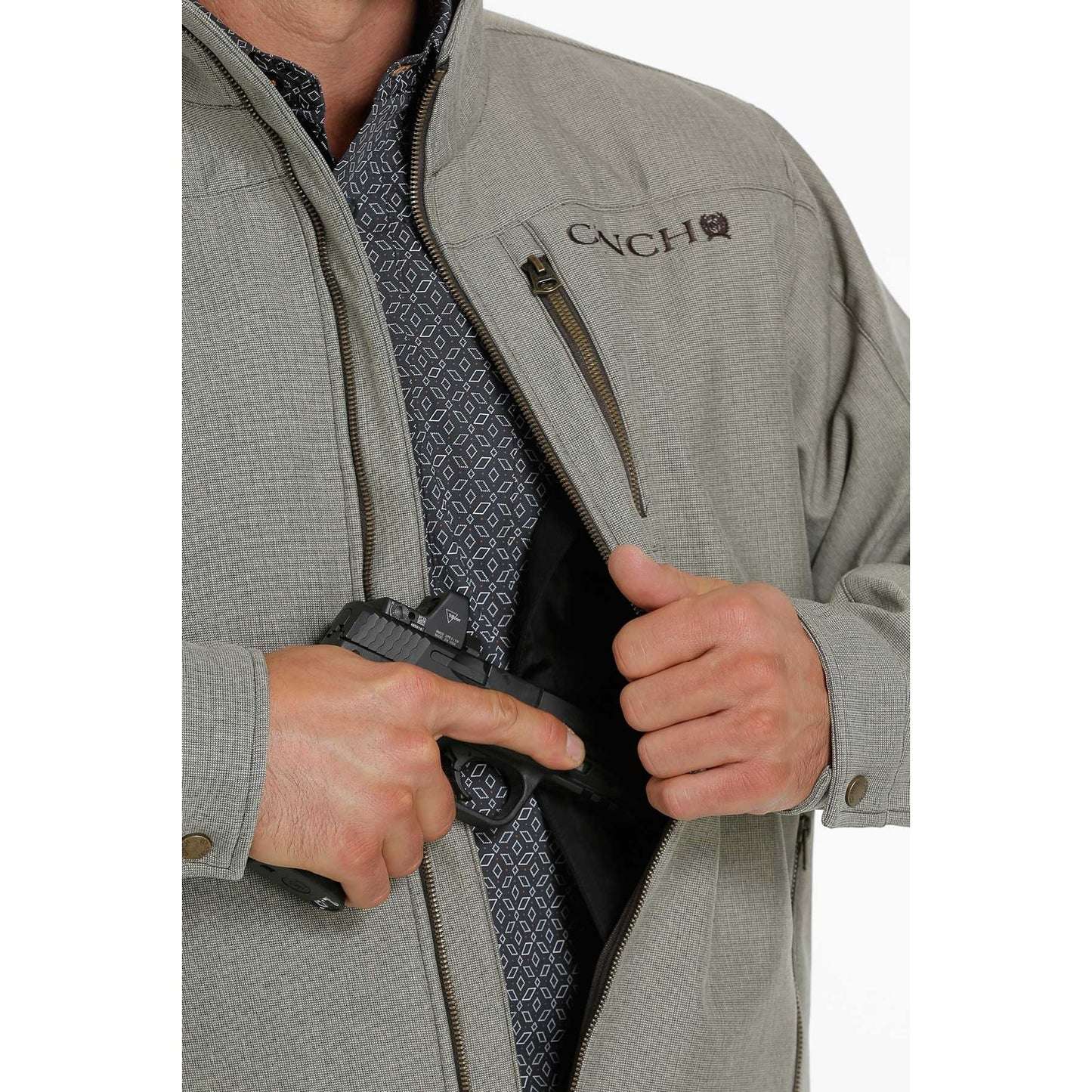 CINCH MENS BONDED CONCEALED CARRY TEXTURED STONE GREY JACKET MWJ1539002 Laherradurawwnc.com