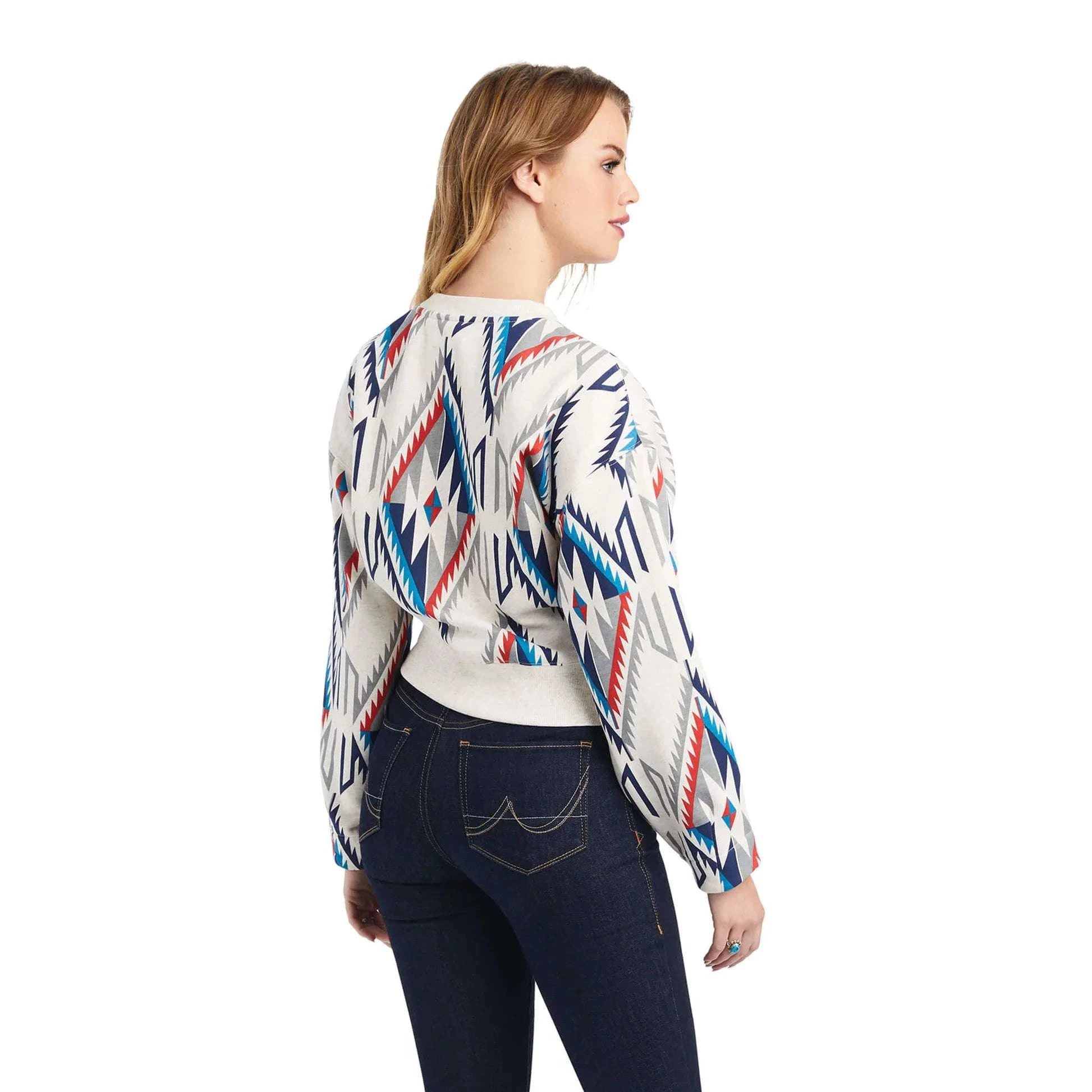 ARIAT WOMENS CROPPED CHIMAYO SWTSHRT GRANDE PRINT-10042143 Laherradurawwnc.com