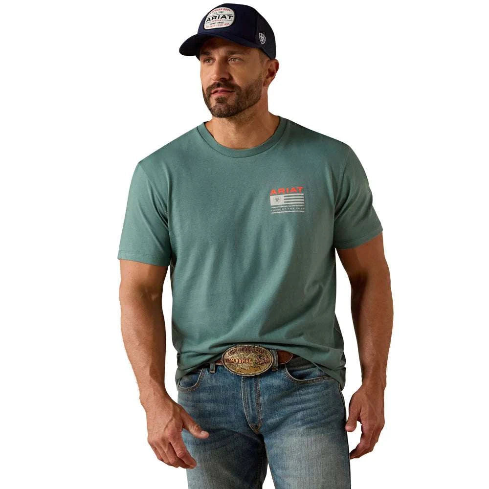 Ariat Hidden Valley Flag T-Shirt silver pine - 10061355 Laherradurawwnc.com