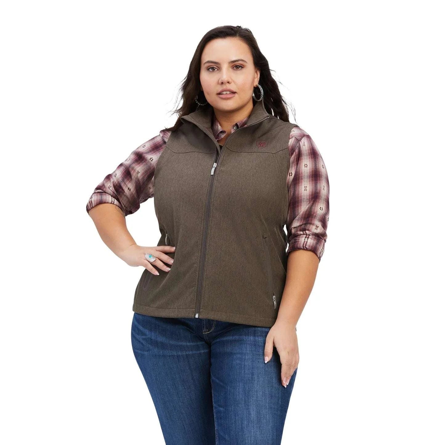 ARIAT WOMENS VEST BANYAN BARK HEATHER-10041274 Laherradurawwnc.com