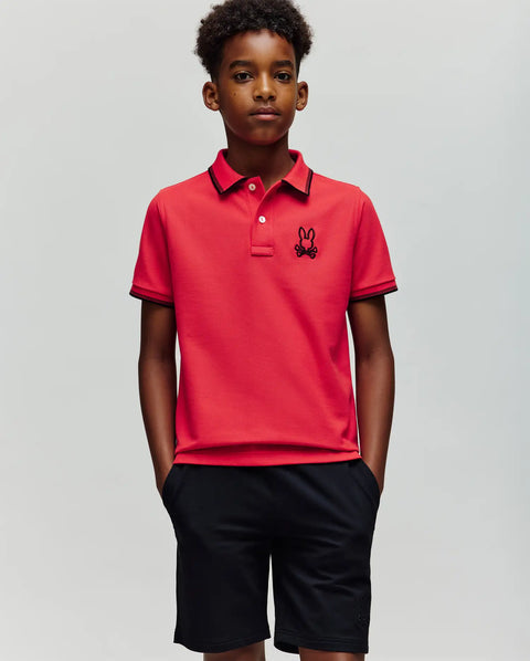 PSYCHO BUNNY KIDS JUDE PIQUE POLO BITTERSWEET KT0100027
