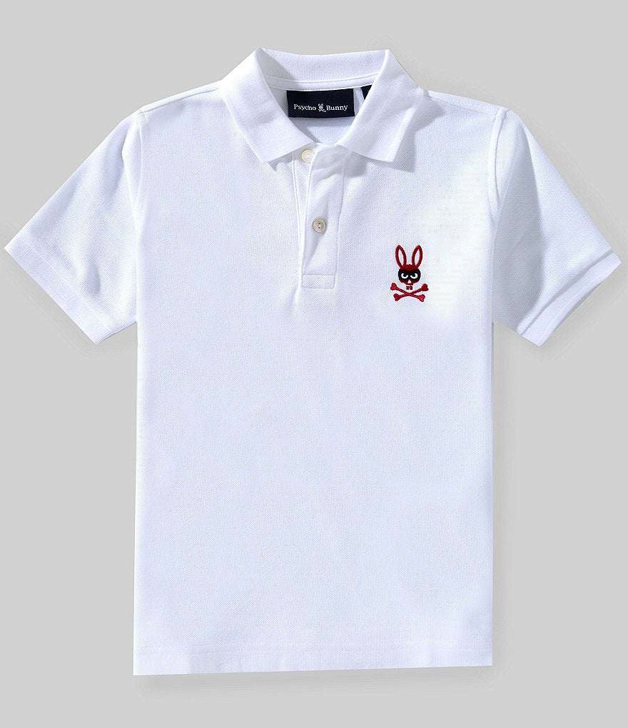 PSYCHO BUNNY KIDS MISCHIEF PIQUE POLO WHITE SM25 Laherradurawwnc.com