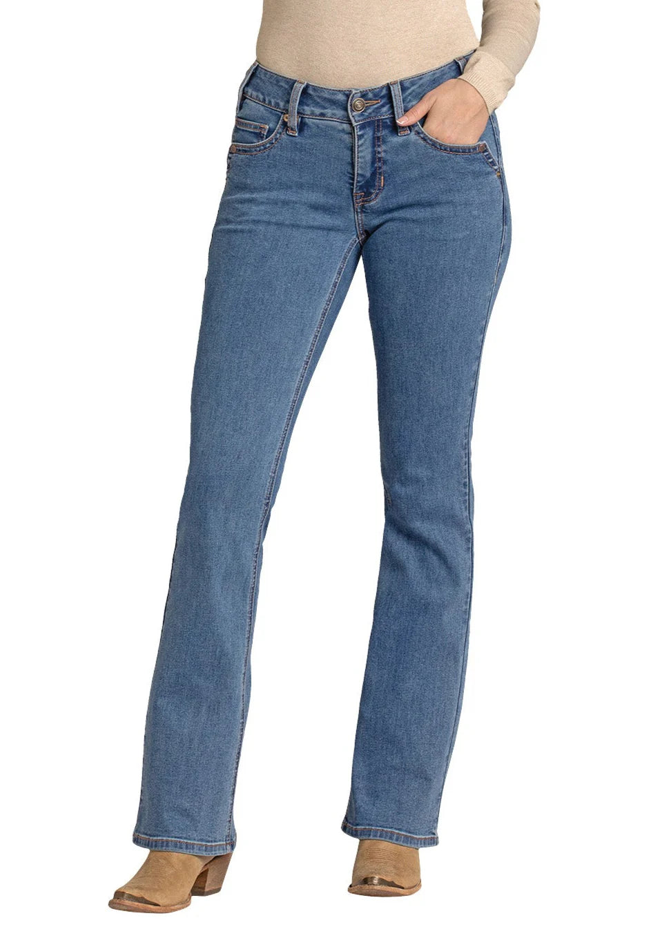 ROCK&ROLL WOMEN MEDIUM WASH MID RIDE BOOTCUT JEAN-BW4MD07188