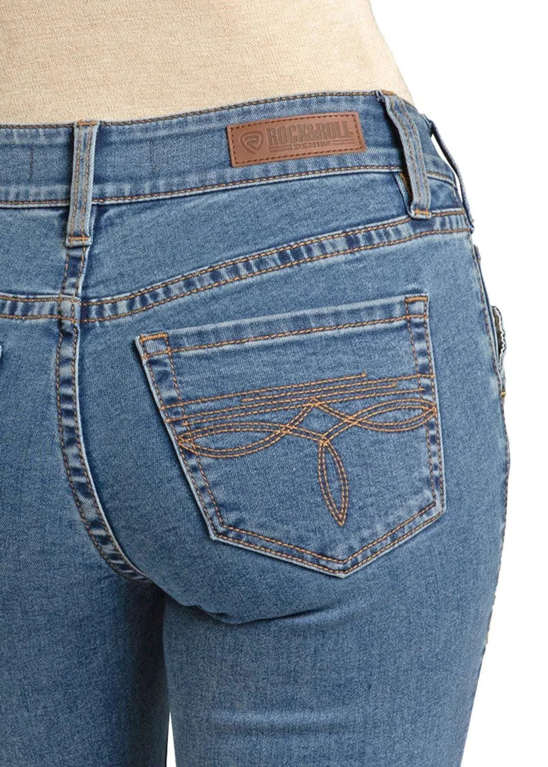 ROCK&ROLL WOMEN MEDIUM WASH MID RIDE BOOTCUT JEAN-BW4MD07188 Laherradurawwnc.com