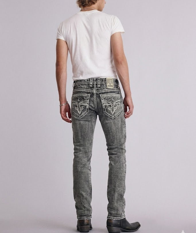 ROCK REVIVAL MENS JEAN STRAIGHT GREY BLACK
32” - RP5719J202R